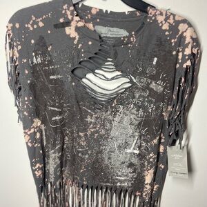 Marc Anthony Gray and Pink Cut-Out T-Shirt